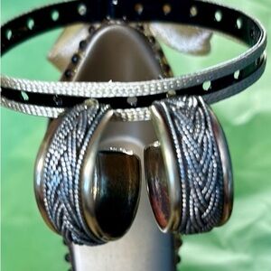 Vintage silver and gold heavy hoop earrings